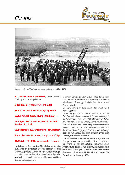 Festschrift "150 Jahre Feuerwehr Stadt Nittenau", Seite 68