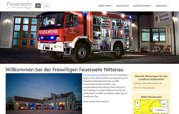 Screenshot of the website www.feuerwehr-nittenau.de