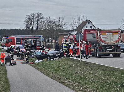 Traffic accident car vs. truck
