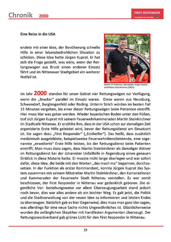 Chronik '20 Jahre First Responder Nittenau' - Seite 23