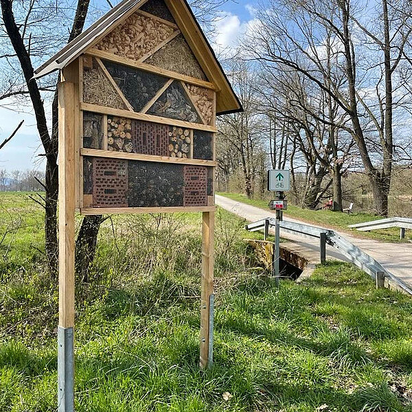 Insect hotel at the river Regen bank