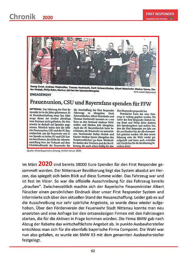 Chronicle '20 Jahre First Responder Nittenau' - page 62