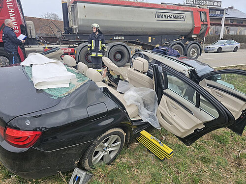 Traffic accident car vs. truck